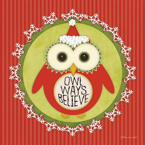 Owl Holiday I Gold Ornate Wood Framed Art Print with Double Matting by Marrott, Stephanie