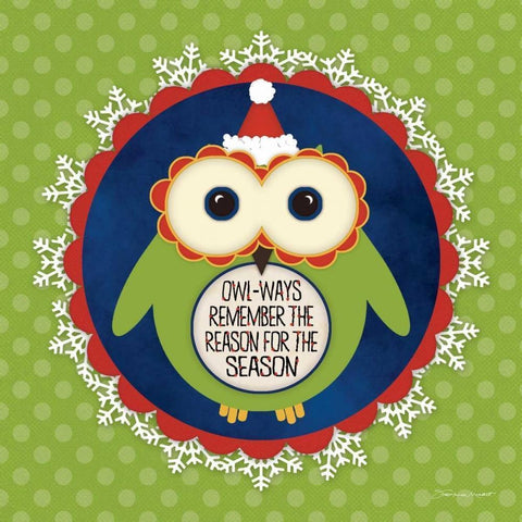 Owl Holiday IV White Modern Wood Framed Art Print by Marrott, Stephanie