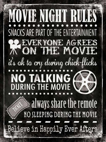 Movie Rules Black Ornate Wood Framed Art Print with Double Matting by Marrott, Stephanie