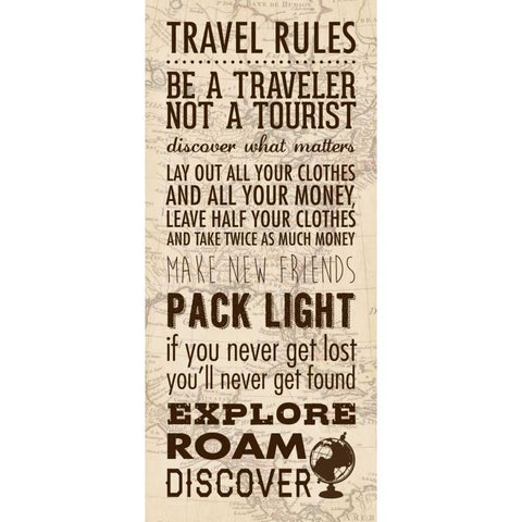 Travel Rules Gold Ornate Wood Framed Art Print with Double Matting by Marrott, Stephanie