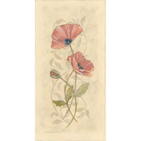 Poppy II Gold Ornate Wood Framed Art Print with Double Matting by Marrott, Stephanie