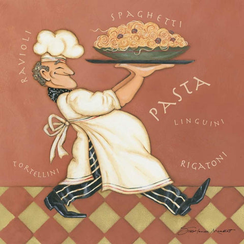 Pasta Chef White Modern Wood Framed Art Print by Marrott, Stephanie