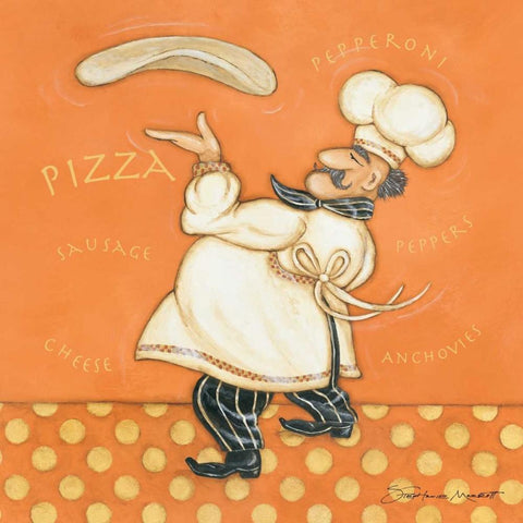 Pizza Chef White Modern Wood Framed Art Print by Marrott, Stephanie