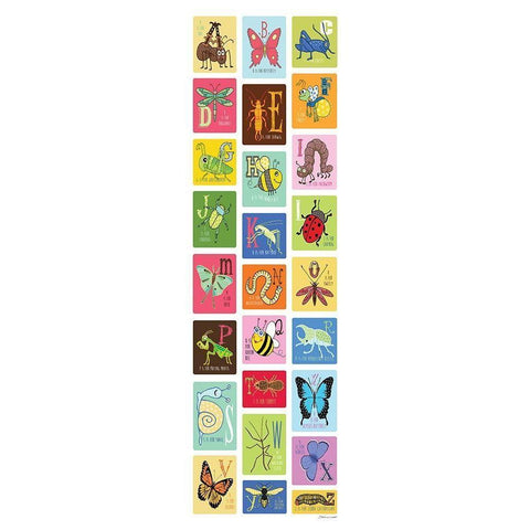 Bug Alphabet Black Modern Wood Framed Art Print with Double Matting by Marrott, Stephanie