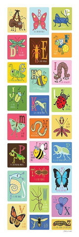 Bug Alphabet White Modern Wood Framed Art Print with Double Matting by Marrott, Stephanie