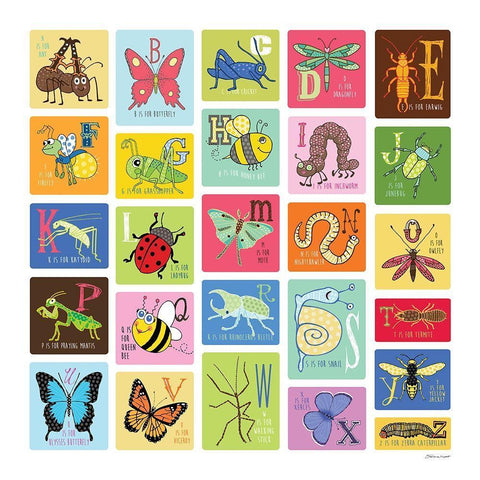 Bug Alphabet Black Ornate Wood Framed Art Print with Double Matting by Marrott, Stephanie