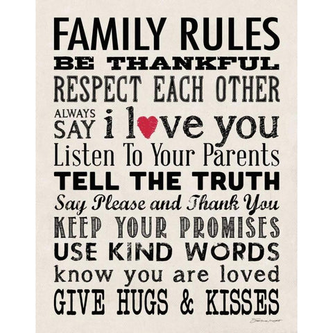 Family Rules Black Modern Wood Framed Art Print with Double Matting by Marrott, Stephanie