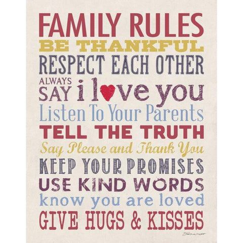 Family Rules Gold Ornate Wood Framed Art Print with Double Matting by Marrott, Stephanie