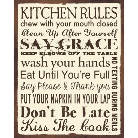 Kitchen Rules White Modern Wood Framed Art Print by Marrott, Stephanie