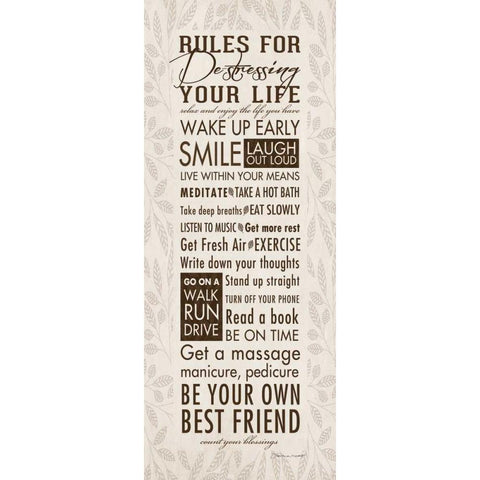 Rules For Destressing White Modern Wood Framed Art Print by Marrott, Stephanie