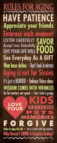 Rules For Aging Black Ornate Wood Framed Art Print with Double Matting by Marrott, Stephanie