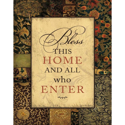 Bless This Home Gold Ornate Wood Framed Art Print with Double Matting by Marrott, Stephanie