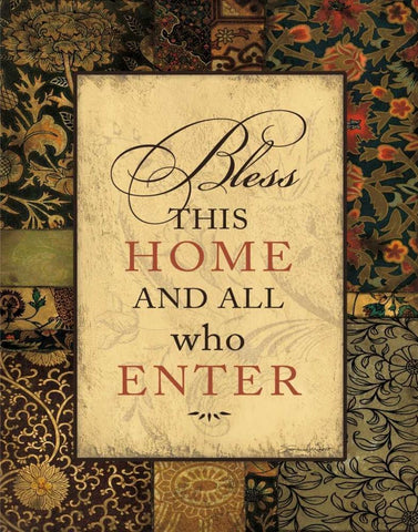 Bless This Home Black Ornate Wood Framed Art Print with Double Matting by Marrott, Stephanie