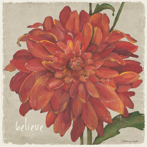 Believe Floral Gold Ornate Wood Framed Art Print with Double Matting by Marrott, Stephanie