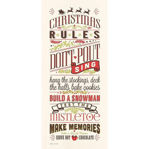 Christmas Rules Gold Ornate Wood Framed Art Print with Double Matting by Marrott, Stephanie