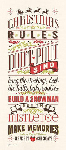 Christmas Rules Black Ornate Wood Framed Art Print with Double Matting by Marrott, Stephanie