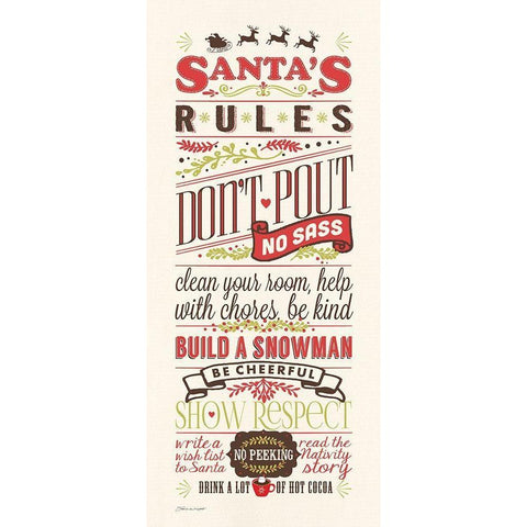 Santas Rules White Modern Wood Framed Art Print by Marrott, Stephanie