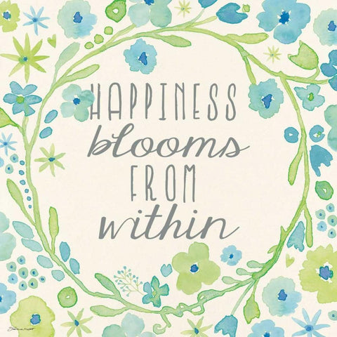 Happiness Blooms Black Modern Wood Framed Art Print by Marrott, Stephanie