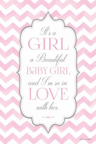 Baby Girl White Modern Wood Framed Art Print with Double Matting by Marrott, Stephanie