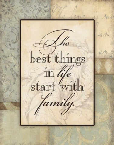 Start With Family White Modern Wood Framed Art Print with Double Matting by Marrott, Stephanie