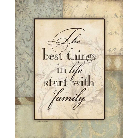 Start With Family White Modern Wood Framed Art Print by Marrott, Stephanie