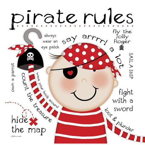 Pirate Rules Black Modern Wood Framed Art Print with Double Matting by Marrott, Stephanie