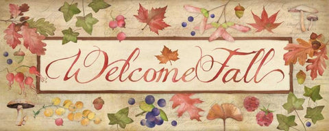 Welcome Fall White Modern Wood Framed Art Print with Double Matting by Marrott, Stephanie