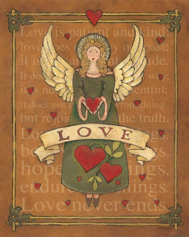 Angel Love White Modern Wood Framed Art Print with Double Matting by Marrott, Stephanie