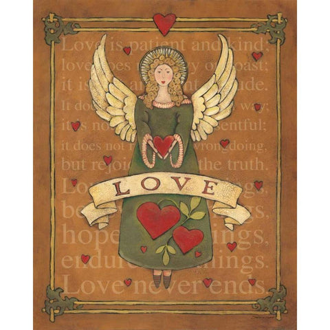 Angel Love Gold Ornate Wood Framed Art Print with Double Matting by Marrott, Stephanie