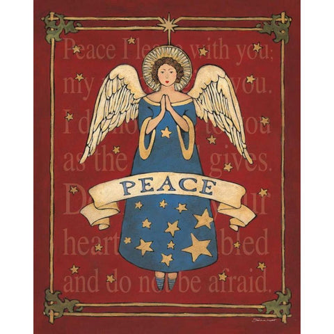 Peace Angel Black Modern Wood Framed Art Print with Double Matting by Marrott, Stephanie