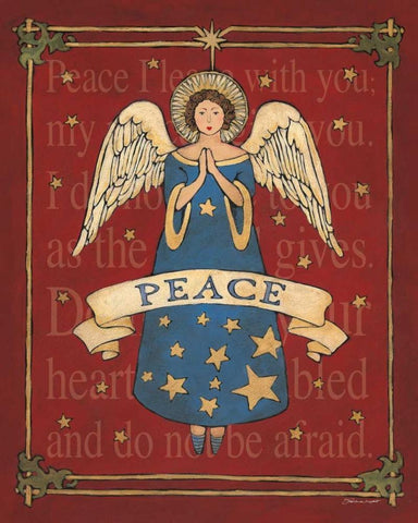 Peace Angel Black Ornate Wood Framed Art Print with Double Matting by Marrott, Stephanie