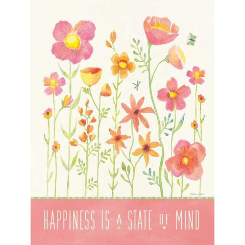 Happiness Garden White Modern Wood Framed Art Print by Marrott, Stephanie