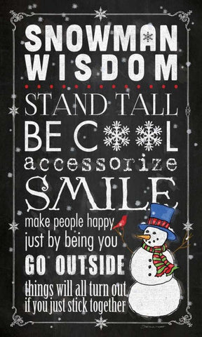 Snowman Wisdom Black Ornate Wood Framed Art Print with Double Matting by Marrott, Stephanie