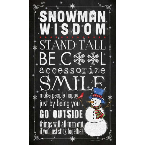 Snowman Wisdom Gold Ornate Wood Framed Art Print with Double Matting by Marrott, Stephanie