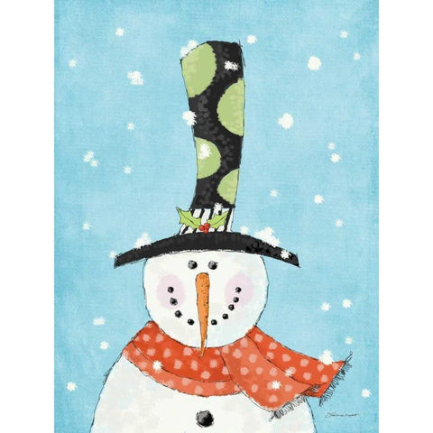 Snowman III Gold Ornate Wood Framed Art Print with Double Matting by Marrott, Stephanie