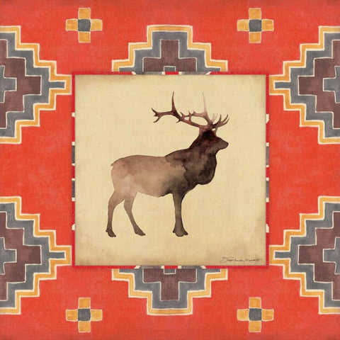 Elk Blanket White Modern Wood Framed Art Print with Double Matting by Marrott, Stephanie