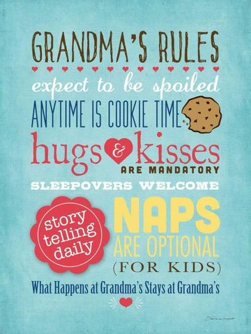 Grandmas Rules II Black Ornate Wood Framed Art Print with Double Matting by Marrott, Stephanie