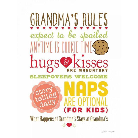 Grandmas Rules I Gold Ornate Wood Framed Art Print with Double Matting by Marrott, Stephanie