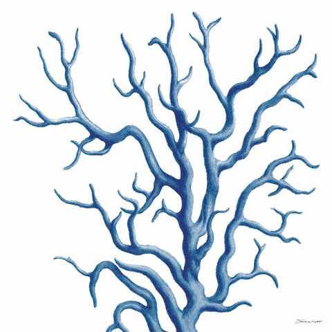 Blue Coral Black Modern Wood Framed Art Print by Marrott, Stephanie