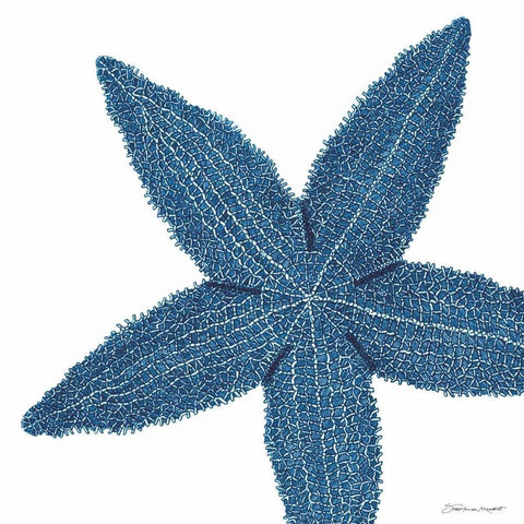 Blue Starfish Gold Ornate Wood Framed Art Print with Double Matting by Marrott, Stephanie