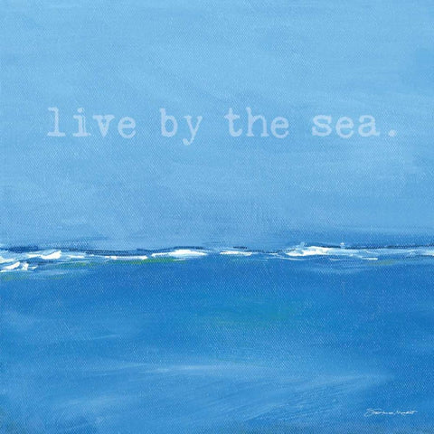 Live By The Sea White Modern Wood Framed Art Print by Marrott, Stephanie