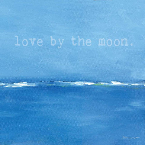 Love By The Moon White Modern Wood Framed Art Print with Double Matting by Marrott, Stephanie