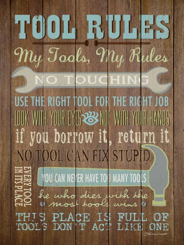 Tool Rules I White Modern Wood Framed Art Print with Double Matting by Marrott, Stephanie