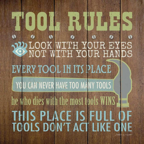 Tool Rules III Black Ornate Wood Framed Art Print with Double Matting by Marrott, Stephanie