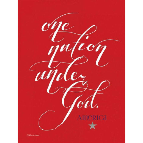 One Nation Red White Modern Wood Framed Art Print by Marrott, Stephanie