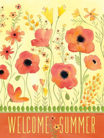 Welcome Summer White Modern Wood Framed Art Print with Double Matting by Marrott, Stephanie