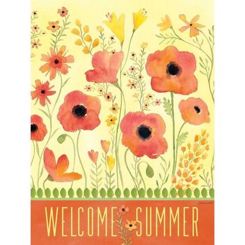 Welcome Summer White Modern Wood Framed Art Print by Marrott, Stephanie