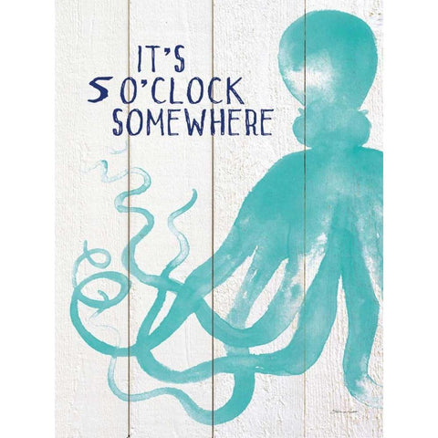 Octo OClock Black Modern Wood Framed Art Print with Double Matting by Marrott, Stephanie