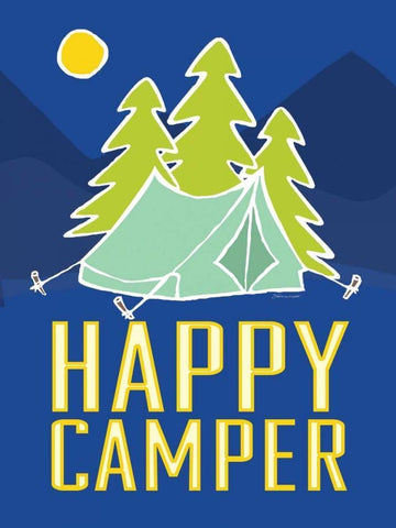 Happy Camper I White Modern Wood Framed Art Print with Double Matting by Marrott, Stephanie