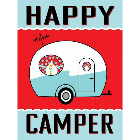 Happy Camper II Black Modern Wood Framed Art Print with Double Matting by Marrott, Stephanie